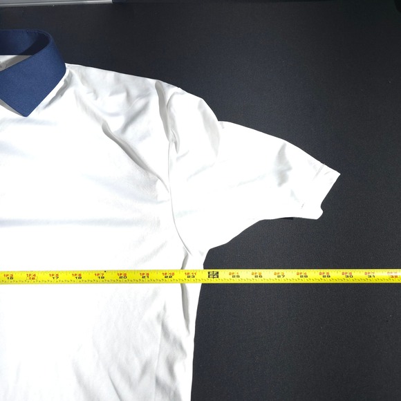 Collars & Co Mens 2XL White Navy Dress Collar Polo Shirt Polyester Short Sleeve - Picture 4 of 9